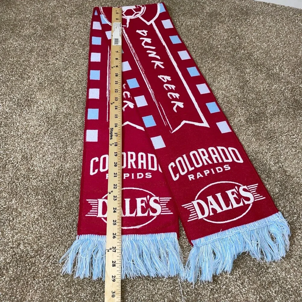 Colorado Rapids MLS scarf tassel ends red/white DALES Beer Soccer NEW